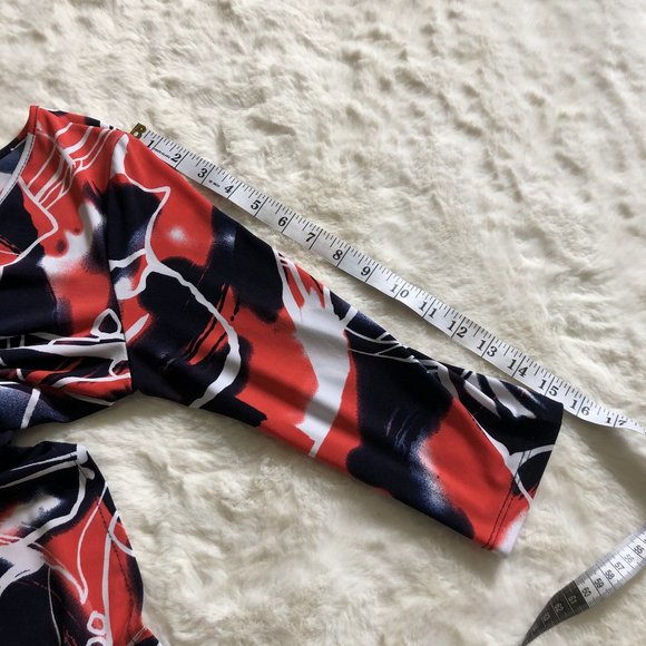 Clara sun woo abstract pattern blouse top 3/4 sleeve size small - Picture 8 of 8